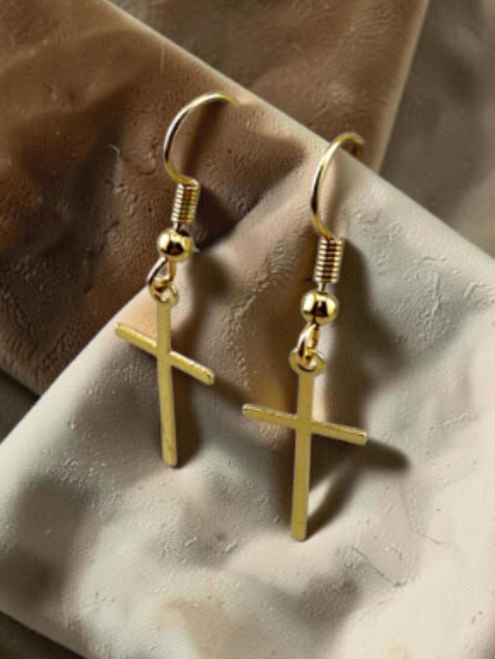 Gold Cross Earrings 18K Gold Filled Minimalist Dangle